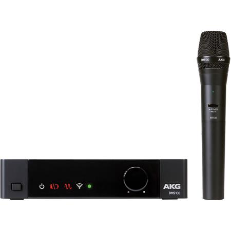 AKG Acoustics DMS100 4-Channel 2.4GHz Digital Wireless Microphone System, Includes HT100 Handheld Microphone and SR100 Stationary Receiver - AKG