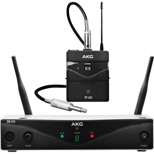 AKG Acoustics WMS420 Instrumental Set Wireless Microphone System, Includes PT420 Transmitter, SR420 Receiver, Instrument Cable, A Band (530.025 to 559.00 MHz) - AKG