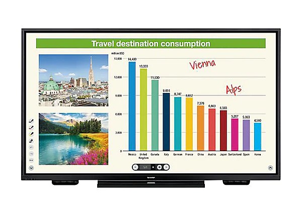 Sharp PN-L851H 85" Aquos Board 4K Ultra-HD Interactive Display System with 20-Point InGlassTM Multi-Touch Screen - Sharp Electronics Corp.