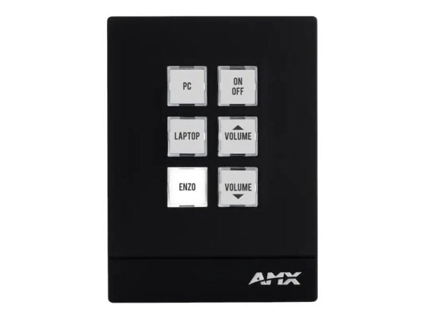 AMX FG2102-06L-BL Massio 6-Button Ethernet ControlPad, Landscape Black - Fits into standard 1 gang US, UK or EU back box - AMX