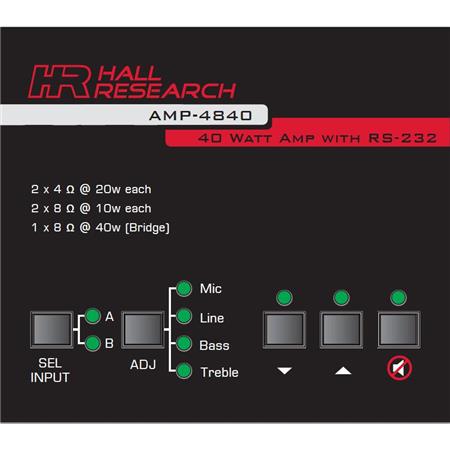 Hall Research AMP-4840 40W Audio Amplifier with RS-232 and IR Control - Hall Technologies