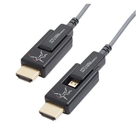 Hall Research 60m 4K Javelin Active Plenum Optical HDMI Cable with Detachable Ends, Gray - Hall Technologies