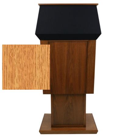 AmpliVox SN3040A Patriot Power Lift Solid Hardwood Adjustable Height Lectern without Sound System, Natural Oak - AmpliVox Sound Systems