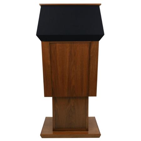 AmpliVox SN3040A Patriot Power Lift Solid Hardwood Adjustable Height Lectern without Sound System, Walnut - AmpliVox Sound Systems