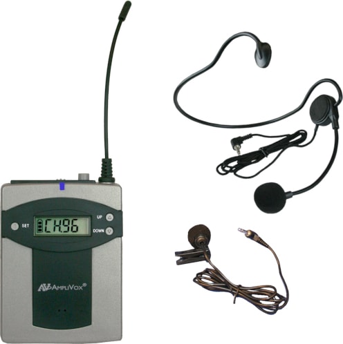 AmpliVox S9200 Wireless 96 Channel TX w/ Lapel & Headset Mic - AmpliVox Sound Systems