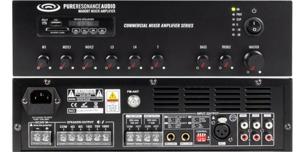 Pure Resonance Audio SMSS-6C3PKKITMA60BTPRIVACYWHT2VC50W Sound Masking System with 6 C3 Pendant Speakers, White Noise Sound Masking Generator & 2 Volume Controls - Pure Resonance Audio