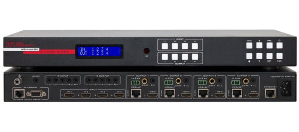 Hall Technologies HSM-44-BX 4K 4X4 HDMI Matrix Switch with simultaneous HDMI and HDBaseT outputs - Hall Technologies