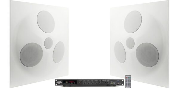 Pure Resonance Audio HWSS-2SD5RMA120BT Multipurpose Area Sound System with 2 SD5 Premium Ceiling Tile Speakers & RMA120BT Rack Mount Bluetooth Mixer Amplifier - Pure Resonance Audio