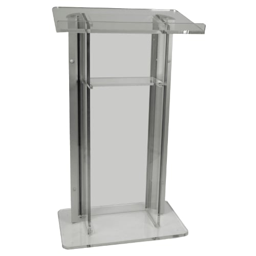 AmpliVox Contemporary Alumacrylic Lectern SN308118 Frosted 36" with Gold -