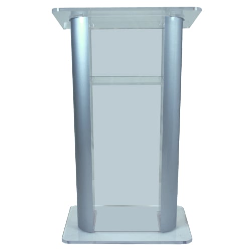 AmpliVox Contemporary Alumacrylic Lectern SN308108 Clear 36" with Gold - AmpliVox Sound Systems