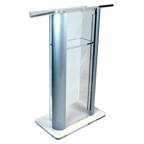 AmpliVox Contemporary Alumacrylic Lectern SN308108 Clear 36" with Gold - AmpliVox Sound Systems