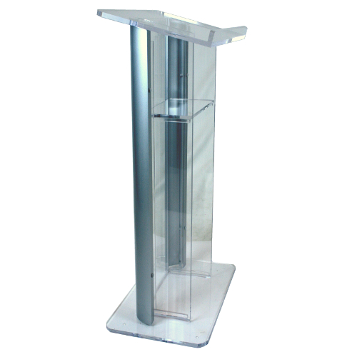 AmpliVox Contemporary Alumacrylic Lectern SN308208 Clear 48" with Gold - AmpliVox Sound Systems