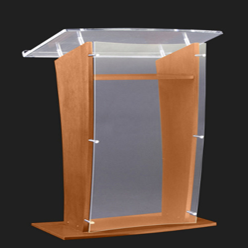 AmpliVox Wood & Acrylic Floor Lectern SN350217 Frosted 48" with Walnut -