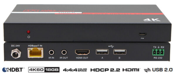 Hall Technologies UHB-R USB & 4K HDMI with HDBaseT 2.0 Extension on a Single Gang Wall-Plate - Hall Technologies