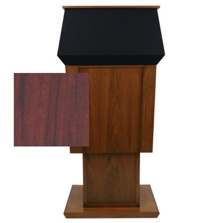 AmpliVox SW3045A Patriot Plus Power Lift Solid Hardwood Adjustable Height Lectern, Mahogany - AmpliVox Sound Systems
