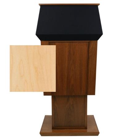 AmpliVox SW3045A Patriot Plus Power Lift Solid Hardwood Adjustable Height Lectern, Maple - AmpliVox Sound Systems