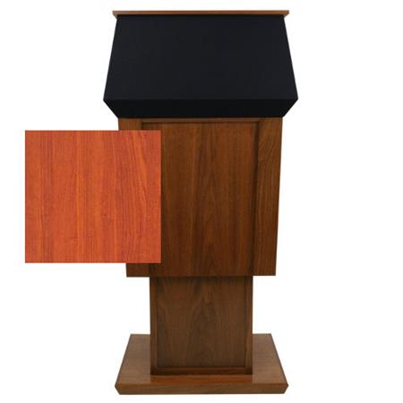 AmpliVox SN3045A Patriot Plus Power Lift Solid Hardwood Adjustable Height Lectern without Sound System, Cherry - AmpliVox Sound Systems