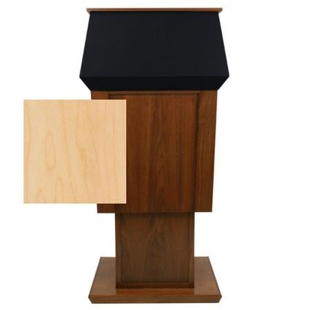 AmpliVox SN3045A Patriot Plus Power Lift Solid Hardwood Adjustable Height Lectern without Sound System, Maple - AmpliVox Sound Systems