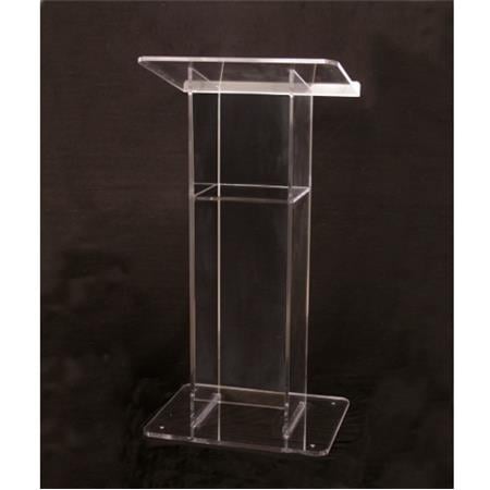 AmpliVox SN3540 Acrylic "H" Style Lectern with Shelf, Clear - AmpliVox Sound Systems