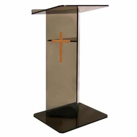 AmpliVox SN3545 Acrylic "V" Style Lectern with Shelf, Clear - AmpliVox Sound Systems
