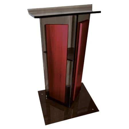 AmpliVox SN3545 Acrylic "V" Style Lectern with Shelf and Wood Side Panels, Smoked with Mahogany -