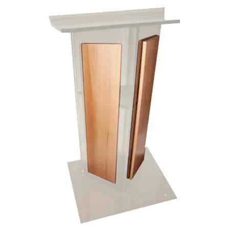 AmpliVox SN3550 Acrylic "V" Style Lectern with Shelf, Wood Side Panels and Frame Base, Frosted with Oak -
