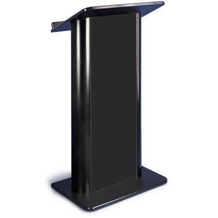 AmpliVox SW3097 Flat Black Panel Lectern with Wireless Sound System - AmpliVox Sound Systems