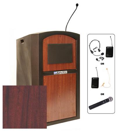 AmpliVox Wireless Multimedia Lectern, Mahogany - AmpliVox Sound Systems