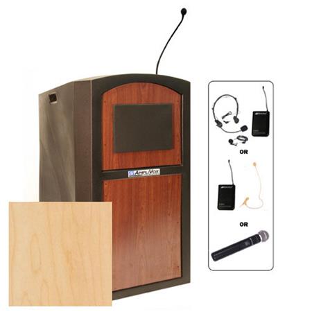 AmpliVox Wireless Multimedia Lectern, Maple - AmpliVox Sound Systems