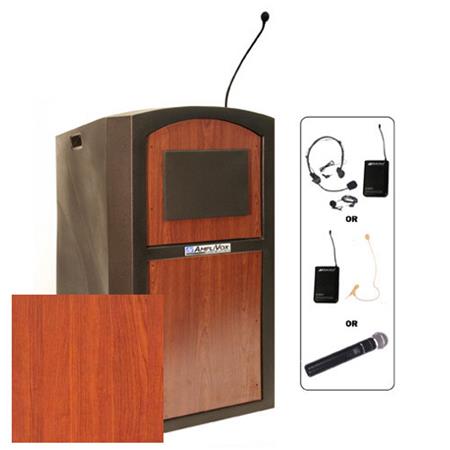 AmpliVox Wireless Multimedia Lectern, Select Cherry - AmpliVox Sound Systems