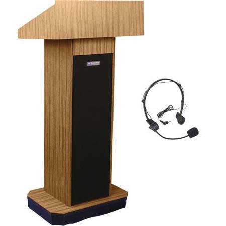 AmpliVox SW505 Wireless Executive Sound Column Lectern, Light Oak -