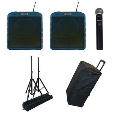 AmpliVox SW6924 Premium AirVox PA System, Includes Companion Speaker, Wireless Handheld Microphone and 2x Tripod and Case -