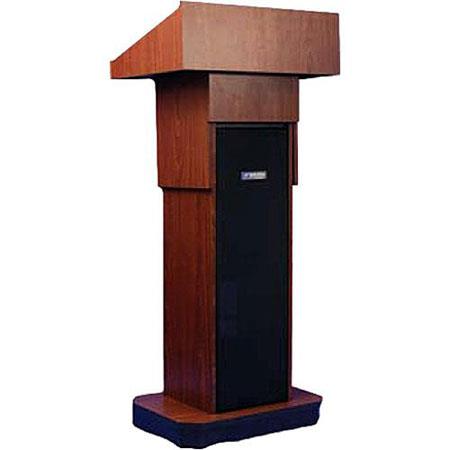 AmpliVox W505A Executive Adjustable Height Column Lectern without Sound, Mahogany - AmpliVox Sound Systems