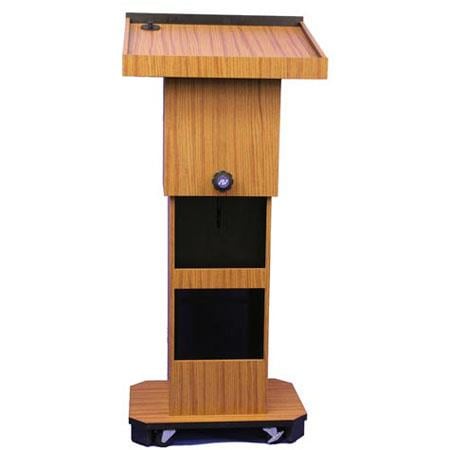 AmpliVox W505A Executive Adjustable Height Column Lectern without Sound, Medium Oak -