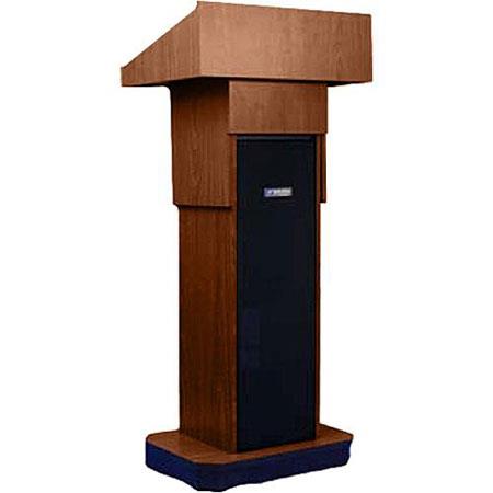 AmpliVox W505A Executive Adjustable Height Column Lectern without Sound, Walnut - AmpliVox Sound Systems