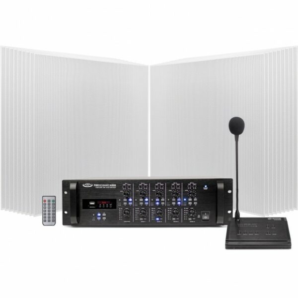 Pure Resonance Audio BMSS-18SP8RZMA120BTPMZ16 Office Sound System with 18 SP8 Ceiling Tile Speakers, RZMA120BT Multi Zone Bluetooth Mixer Amplifier & Paging Microphone with Zone Control - Pure Resonance Audio