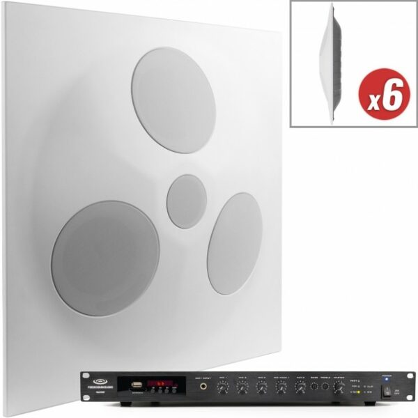 Pure Resonance Audio HWSS-6SD5RMA350BT Sanctuary Sound System with 6 SD5 Ceiling Tile Speakers & RMA350BT Rack Mount Bluetooth Mixer Amplifier - Pure Resonance Audio