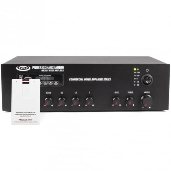 Pure Resonance Audio PRA-MA60BTPRIVACY-WHT 60W Sound Masking Generator with White Noise USB PrivacyCard™ -