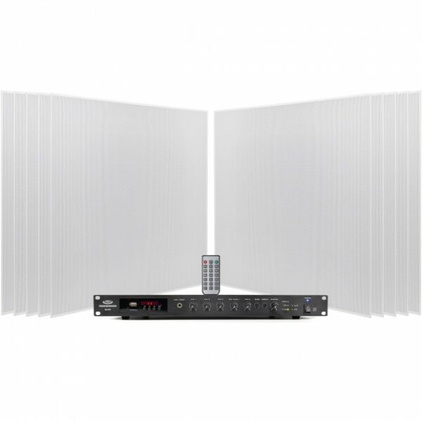 Pure Resonance Audio HSSS-10SP8RMA120BT Restaurant Sound System with 10 SP8 Ceiling Tile Speakers & RMA120BT Rack Mount Bluetooth Mixer Amplifier -