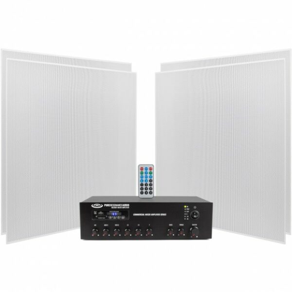 Pure Resonance Audio EDSS-4SP8MA30BT School Sound System with 4 SP8 Ceiling Tile Speakers & MA30BT Bluetooth Mixer Amplifier - Pure Resonance Audio