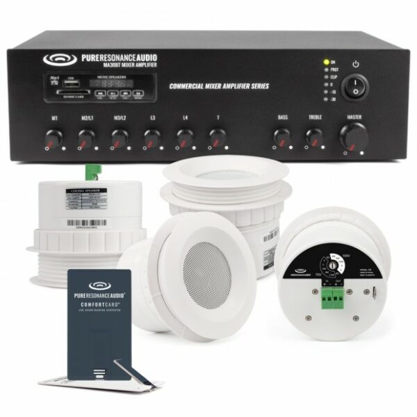 Pure Resonance Audio SMSS-4C3MA30BTCOMFORTJPGN Sound Masking System with 4 C3 Ceiling Speakers & Zen Sound Masking Generator - Pure Resonance Audio