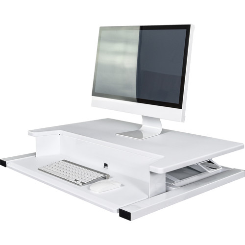 Luxor Two-Tier Pneumatic Standing Desk Converter (White) - Luxor
