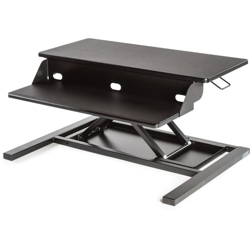 Luxor Two-Tier Pneumatic Standing Desk Converter (Black) - Luxor