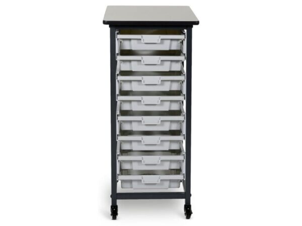 Luxor MBS-SR-8S-CL Mobile Bin Storage Unit Single Row with Small Clear Bins - Luxor