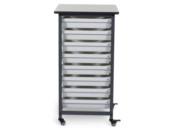 Luxor MBS-SR-8S-CL Mobile Bin Storage Unit Single Row with Small Clear Bins - Luxor