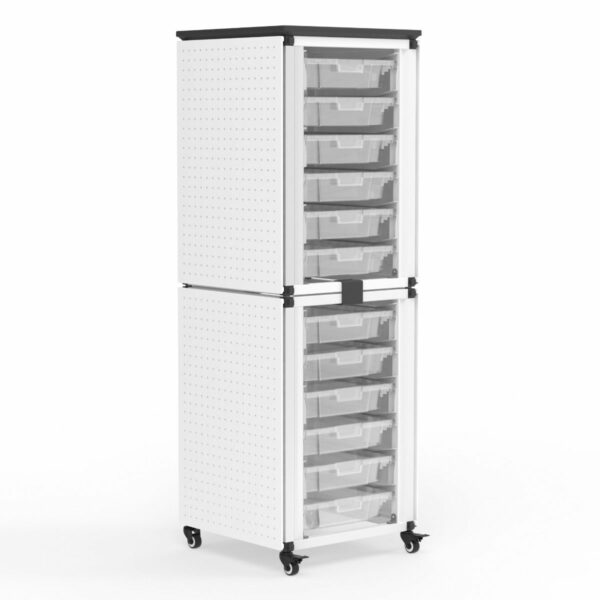 Luxor Modular Classroom Storage Cabinet - 2 stacked modules with 12 small bins - Luxor