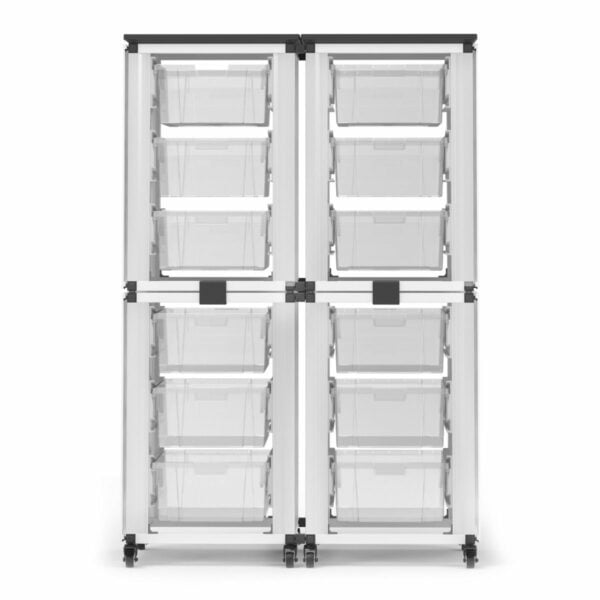Luxor Modular Classroom Storage Cabinet - 4 stacked modules with 12 large bins - Luxor