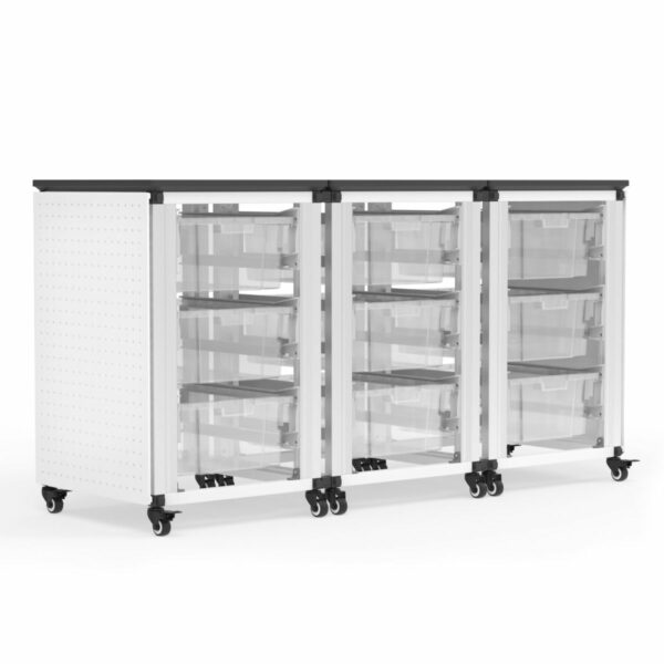 Luxor MBS-STR-31-9L Modular Classroom Storage Cabinet - 3 side-by-side modules with 9 large bins - Luxor