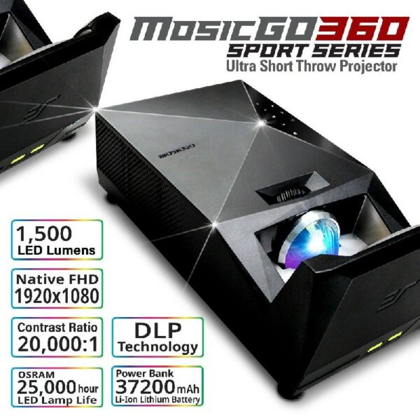 Elite MGL-AR103C3 MosicGO® Outdoor Ultra-Short Throw DLP Projector & Outdoor 58" Screen & Indoor 103" Ceiling Ambient Light Rejecting Screen - Elite Screens Inc.