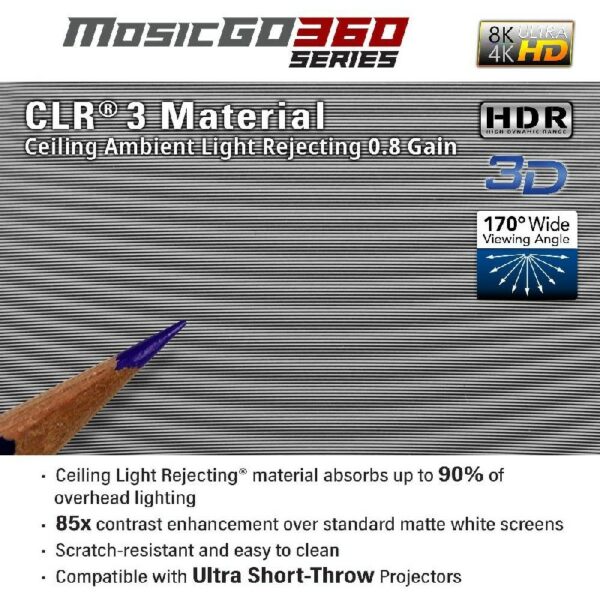 Elite MGL-AR110W MosicGO® Outdoor Ultra-Short Throw DLP Projector & Outdoor 58" Screen & Indoor 110" Frame Screen - Elite Screens Inc.